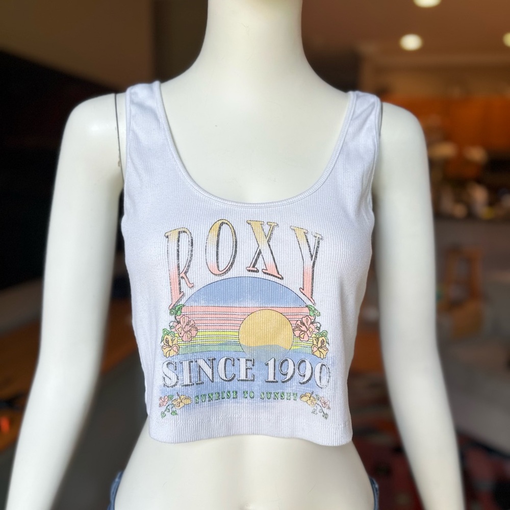 Roxy White and Pastel Graphic Tank Top